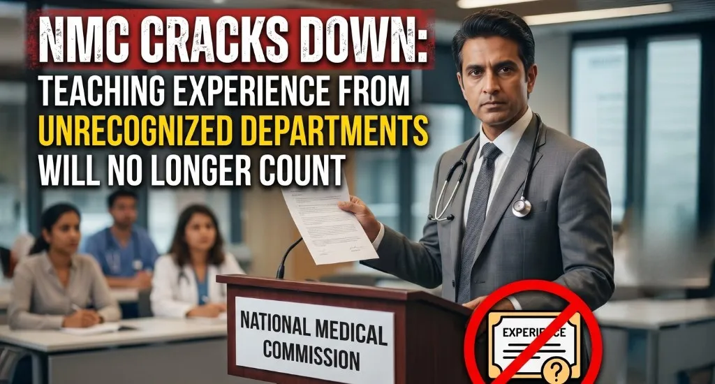 NMC Cracks Down: Teaching Experience from Unrecognized Departments Will No Longer Count